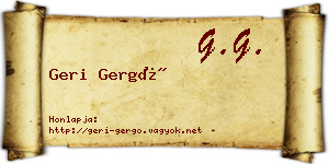 Geri Gergő névjegykártya